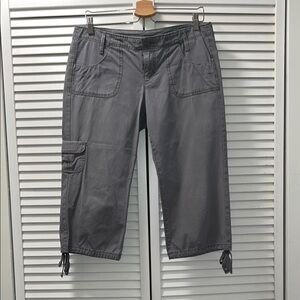 Gray Lucky Brand. Unique embroidery. Cute drawstrings at pant leg.